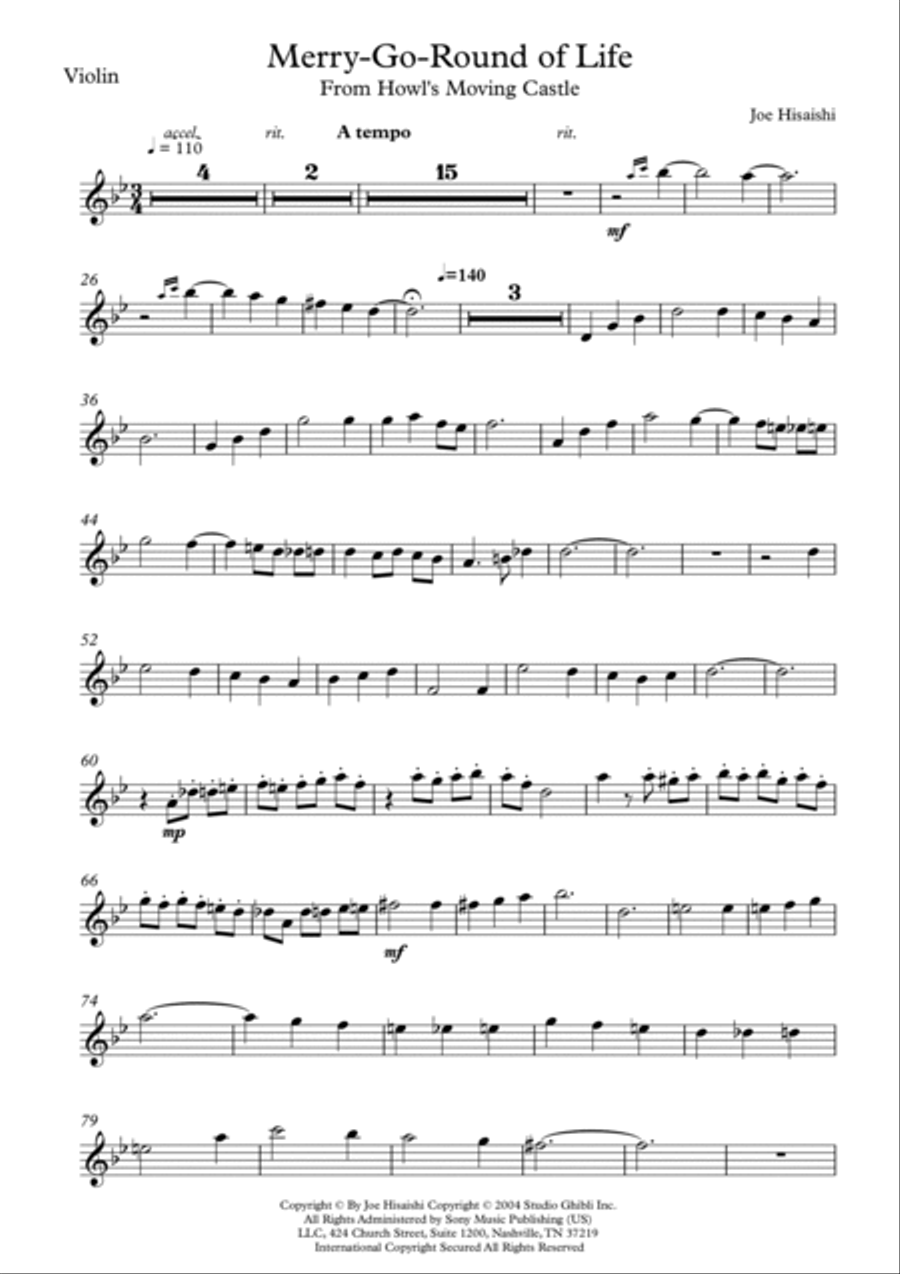 Merry-go-round Of Life Violin Solo scores gallery preview page 4