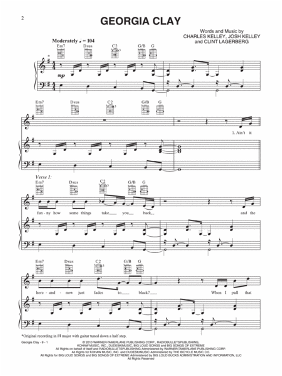 Georgia Clay Piano, Vocal, Guitar scores gallery preview page 1