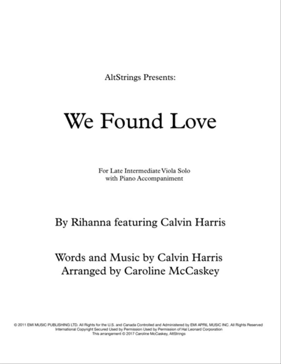 We Found Love We Found Love Viola scores gallery preview page 1