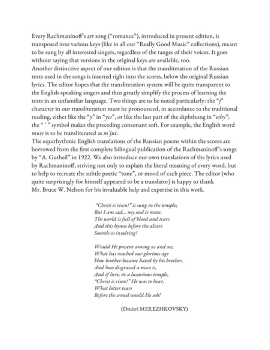 RACHMANINOFF Sergei: Christ is risen!, an art song with transcription and translation (D minor) Low Voice scores gallery preview page 2