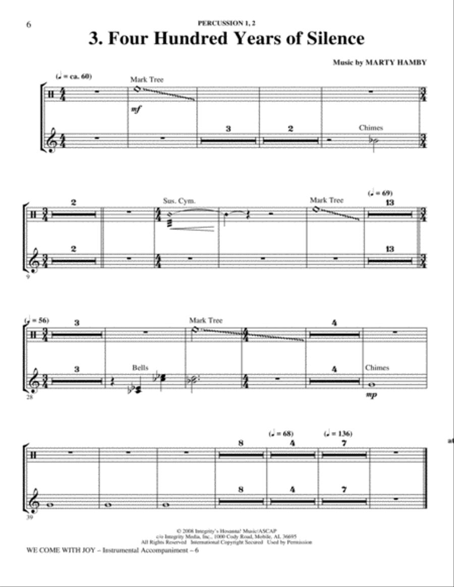We Come With Joy Orchestration - Percussion 1 & 2 Choir scores gallery preview page 6