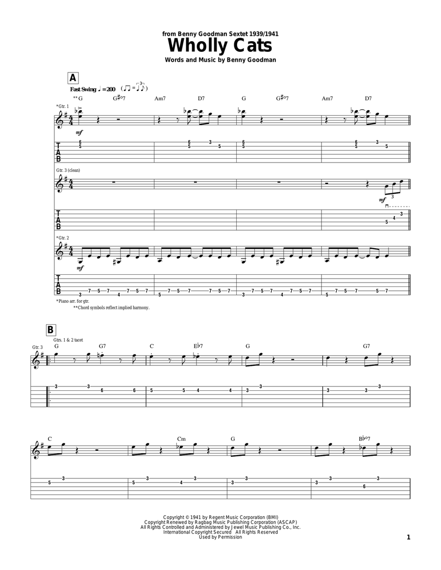 Wholly Cats Electric Guitar scores gallery preview page 1