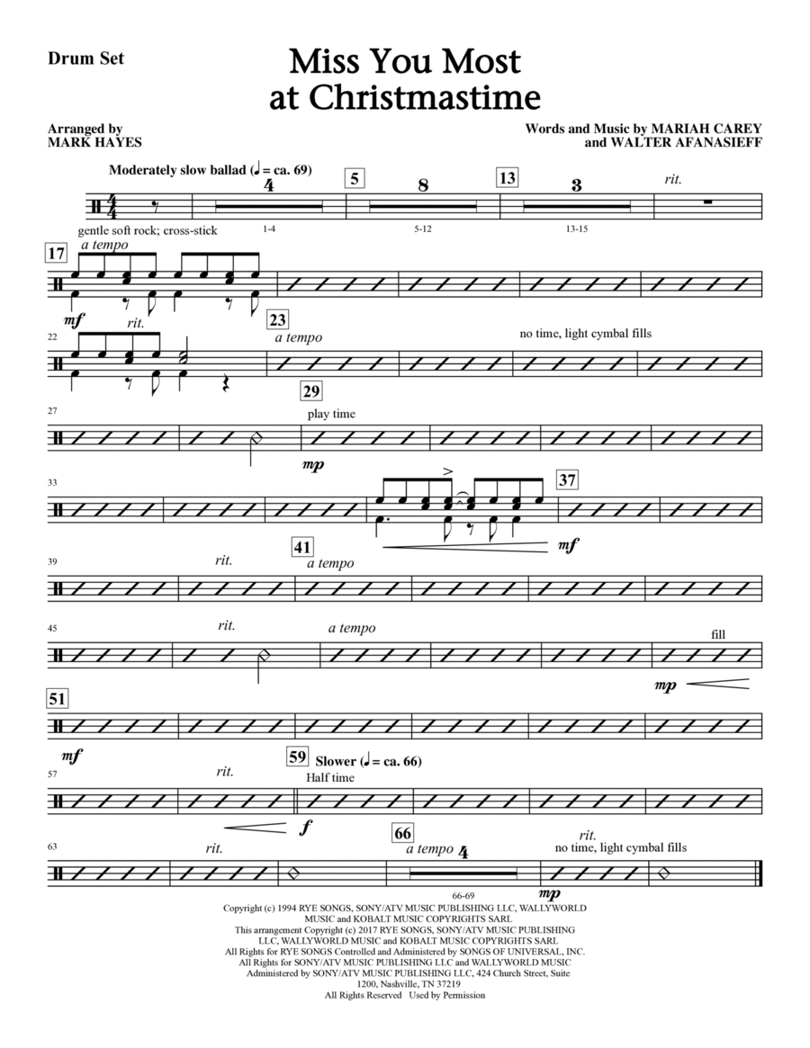 Miss You Most At Christmas Time - Drums Choir scores gallery preview page 1