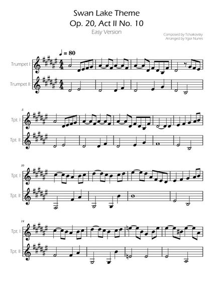Swan Lake (theme) - Tchaikovsky - Trumpet Duet image number null