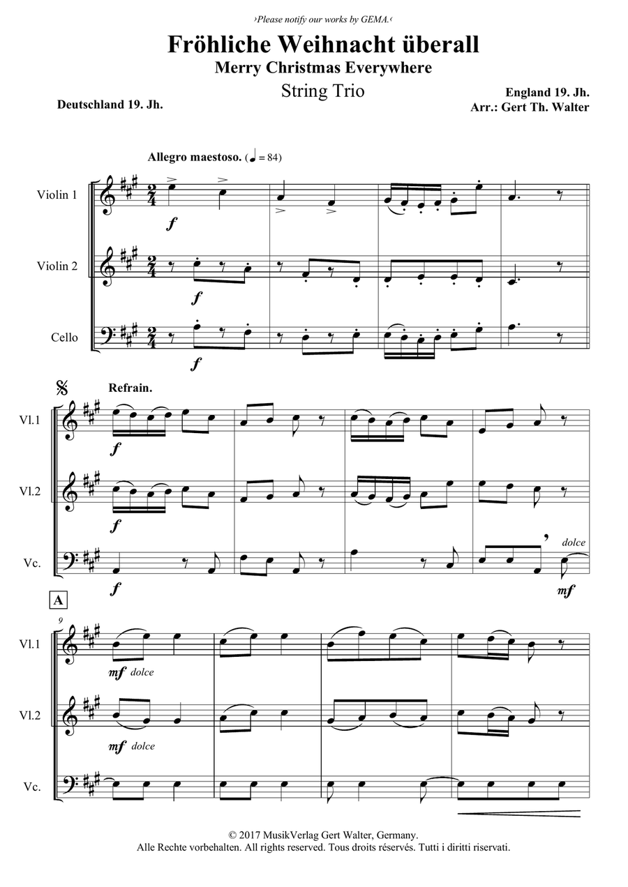 Merry Christmas Everywhere String Trio scores gallery preview page 1