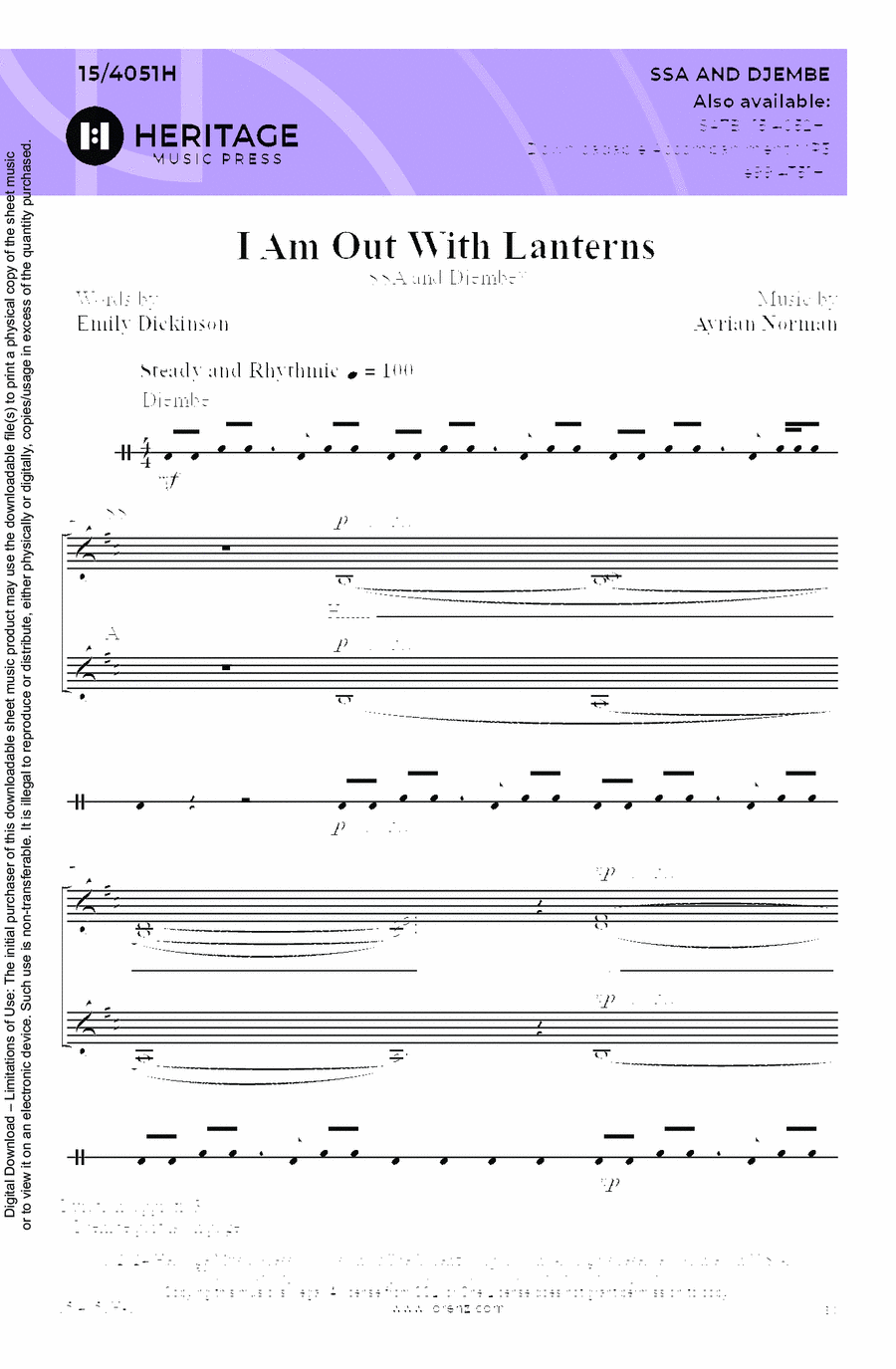 I Am Out With Lanterns I Am Out With Lanterns SSA scores gallery preview page 1