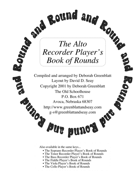Alto Recorder Player's Book of Rounds