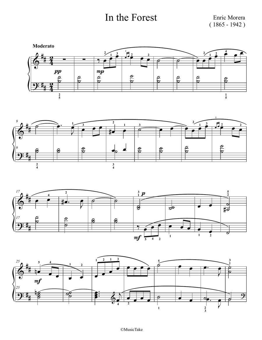 Morera. In the Forest Morera. In the Forest Easy Piano scores gallery preview page 1