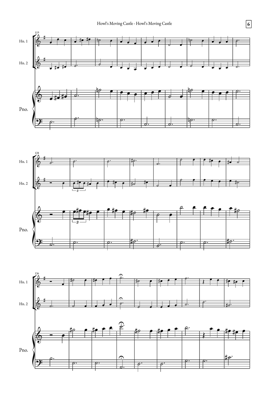 Howl's Moving Castle Brass Duet scores gallery preview page 6