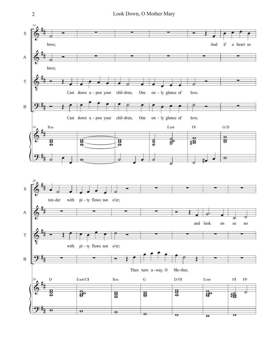 Look Down, O Mother Mary (Vocal Quartet - (SATB) 4-Part scores gallery preview page 2