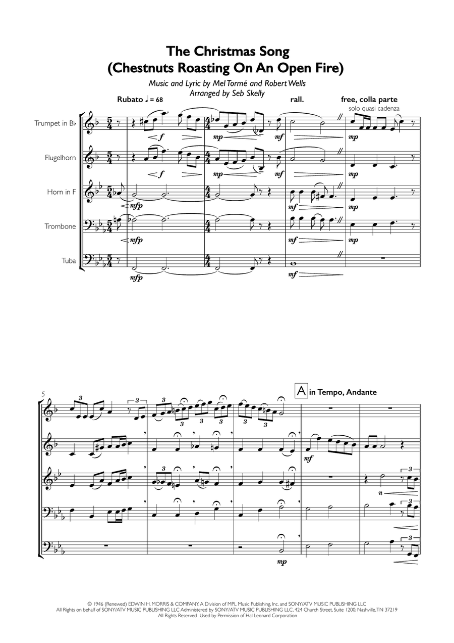 The Christmas Song (Chestnuts Roasting On An Open Fire) Brass Ensemble scores gallery preview page 1