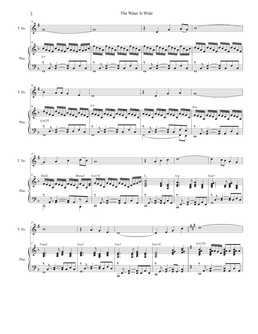 The Water Is Wide (O Waly, Waly) (Tenor Saxophone and Piano) Tenor Saxophone scores gallery preview page 2