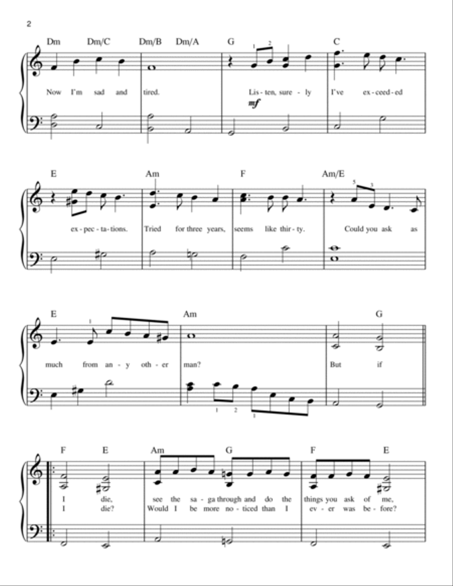 I Only Want To Say (Gethsemane) Easy Piano scores gallery preview page 2