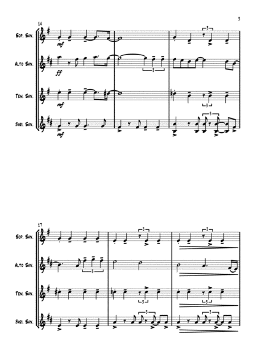 Isn't She Lovely Saxophone Quartet scores gallery preview page 4