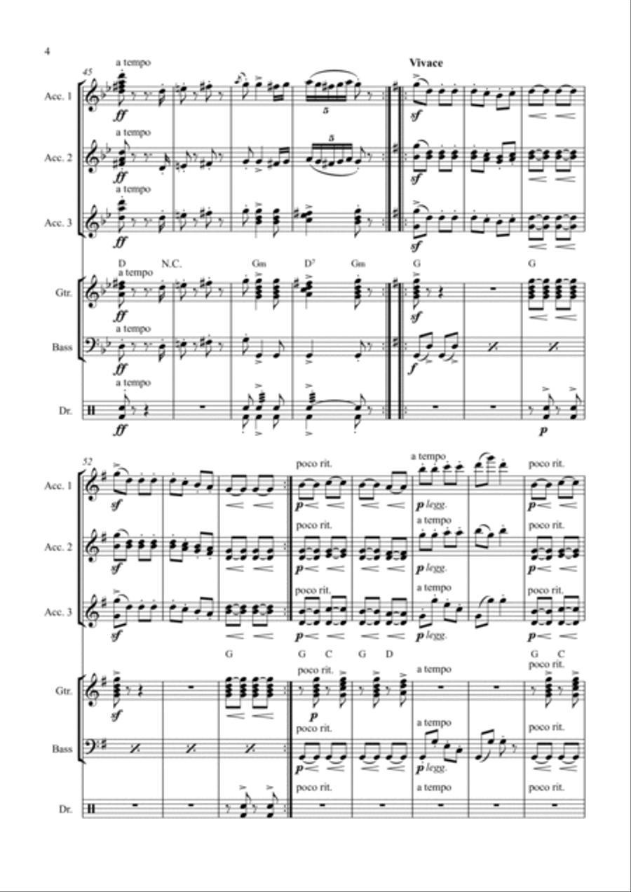 Brahms: Hungarian Dance No. 5 (Accordian Orchestra) Bass Voice scores gallery preview page 4