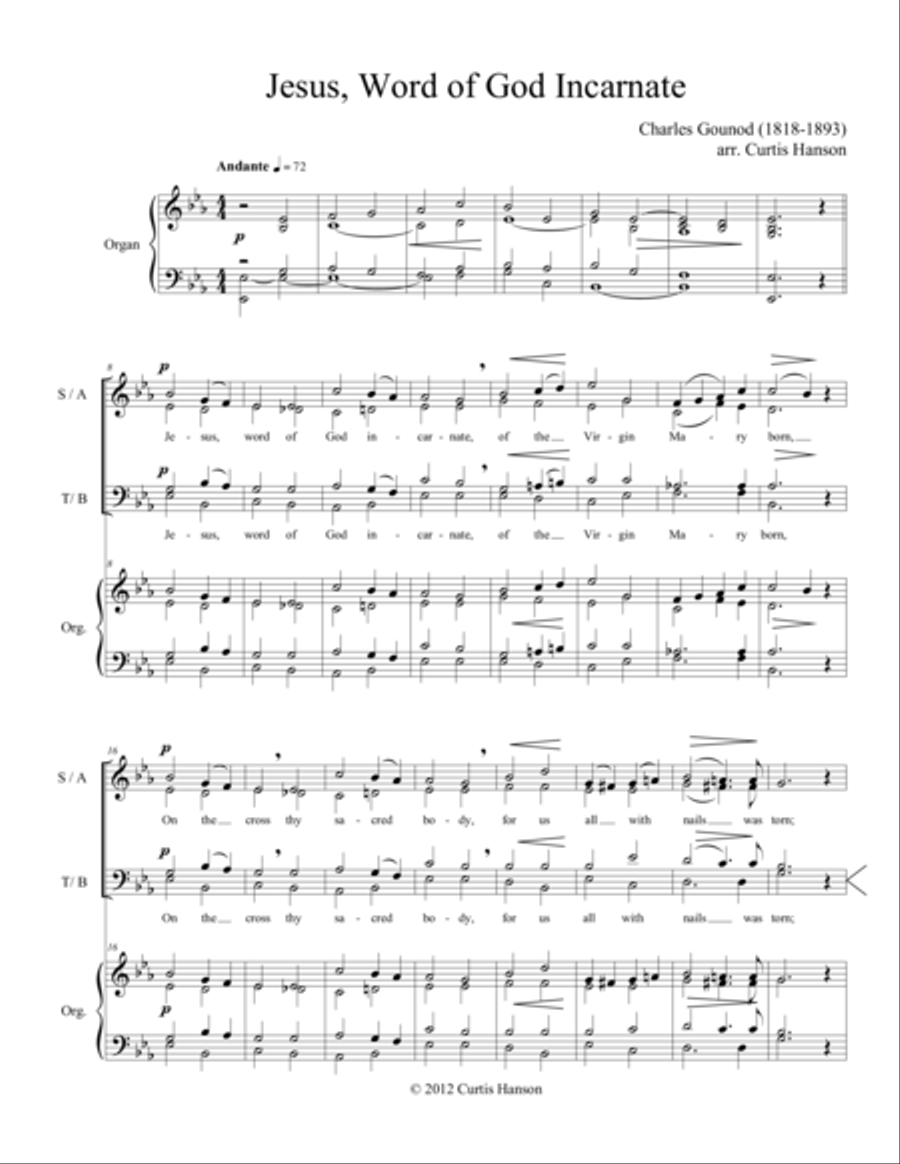 Jesus, Word of God Incarnate (SATB) 4-Part scores gallery preview page 1