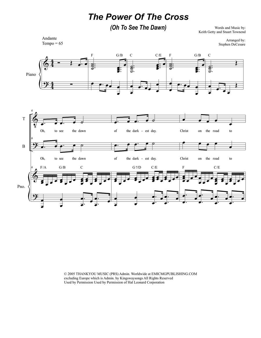 The Power Of The Cross (Oh To See The Dawn) 4-Part scores gallery preview page 1
