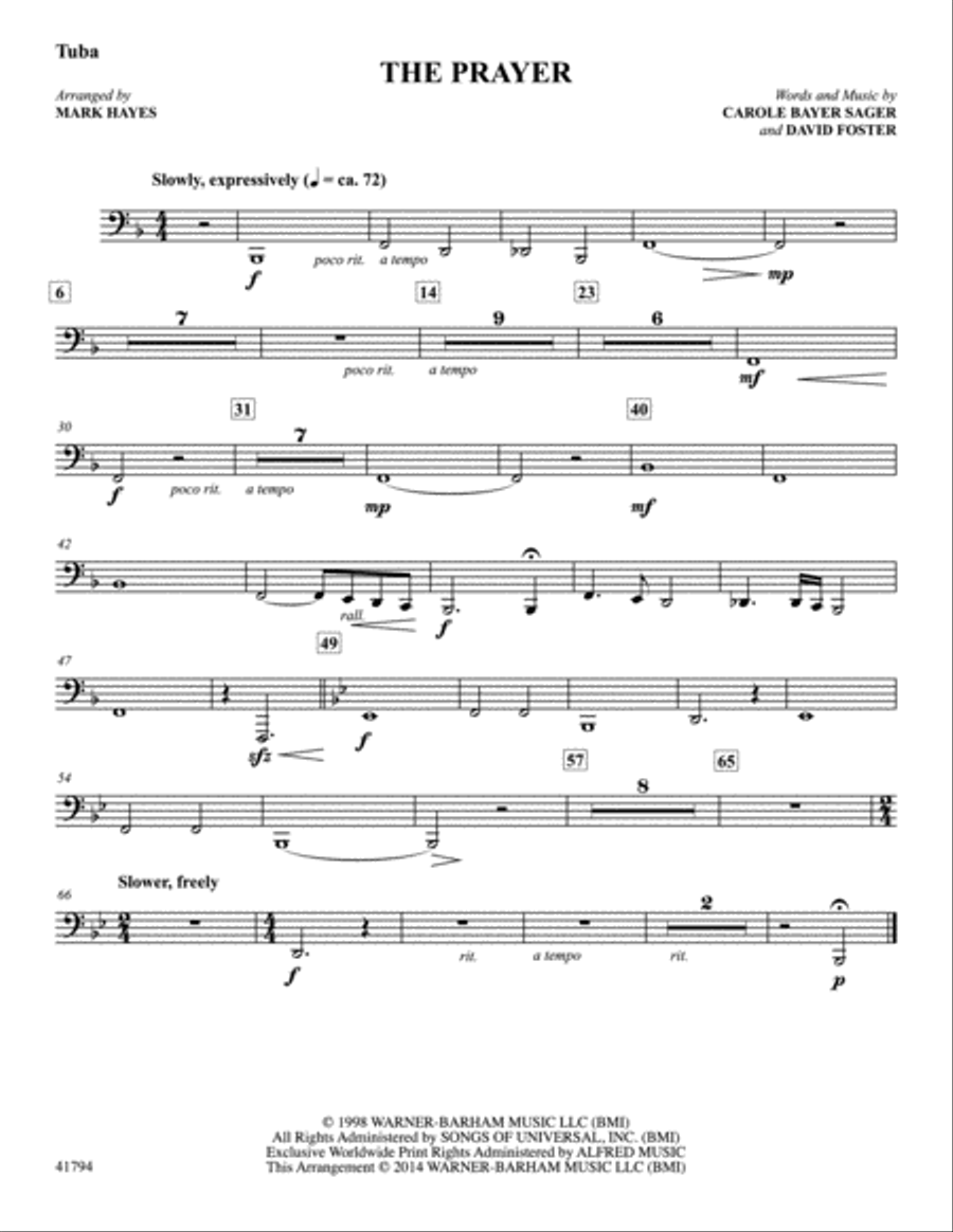 The Prayer: Tuba Tuba scores gallery preview page 1