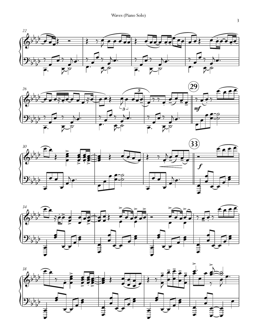 Waves Piano Solo scores gallery preview page 3