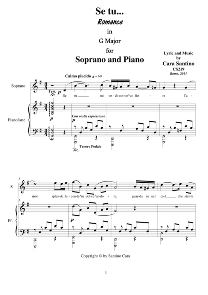 Se tu...Romance for soprano and piano image number null