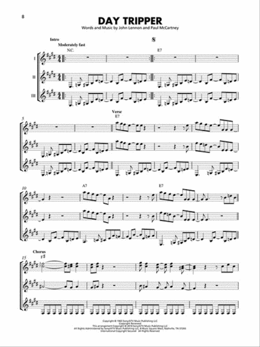 The Beatles – 15 Classic Songs Arranged for Three or More Guitarists Guitar Ensemble scores gallery preview page 4