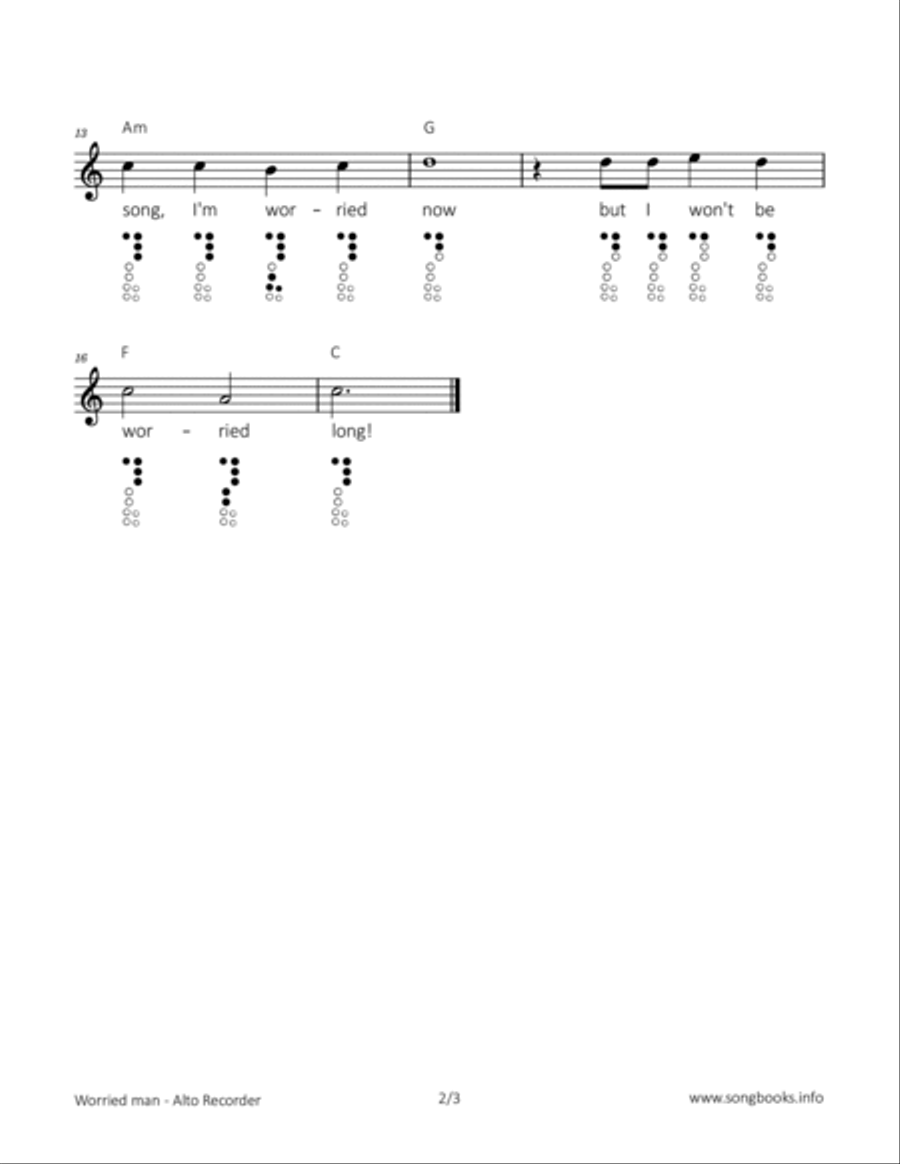 Worried man Alto Recorder scores gallery preview page 2