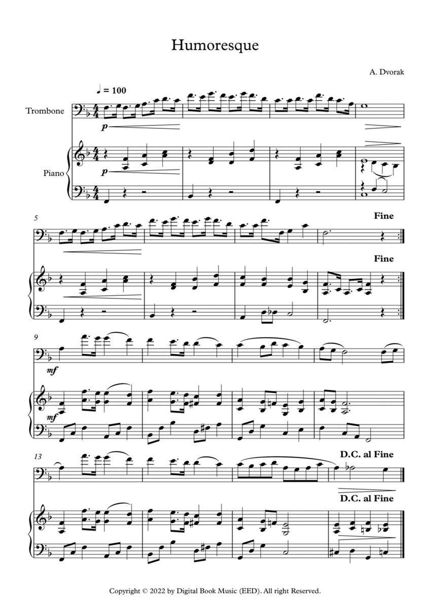 Humoresque - Antonin Dvorak (Trombone + Piano) image number null