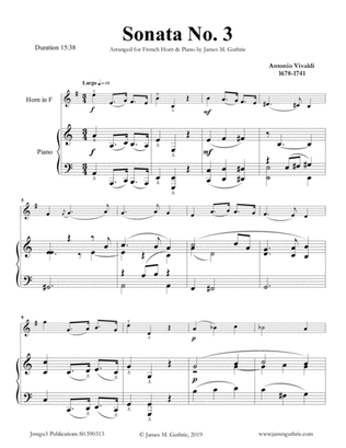 Book cover for Vivaldi: Sonata No. 3 for French Horn & Piano