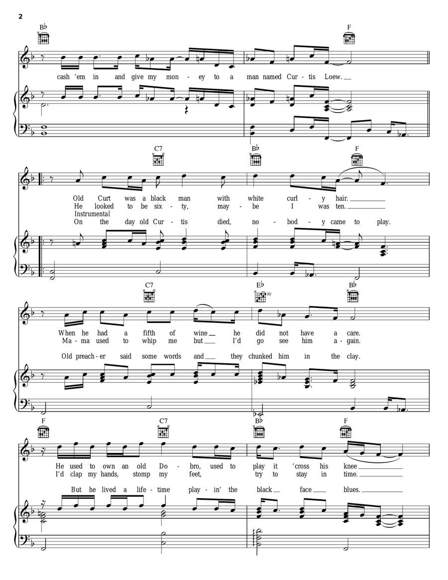 The Ballad Of Curtis Loew Piano, Vocal, Guitar scores gallery preview page 2