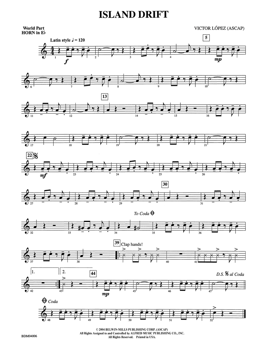 Island Drift: (World Part) 1st Horn in E-flat