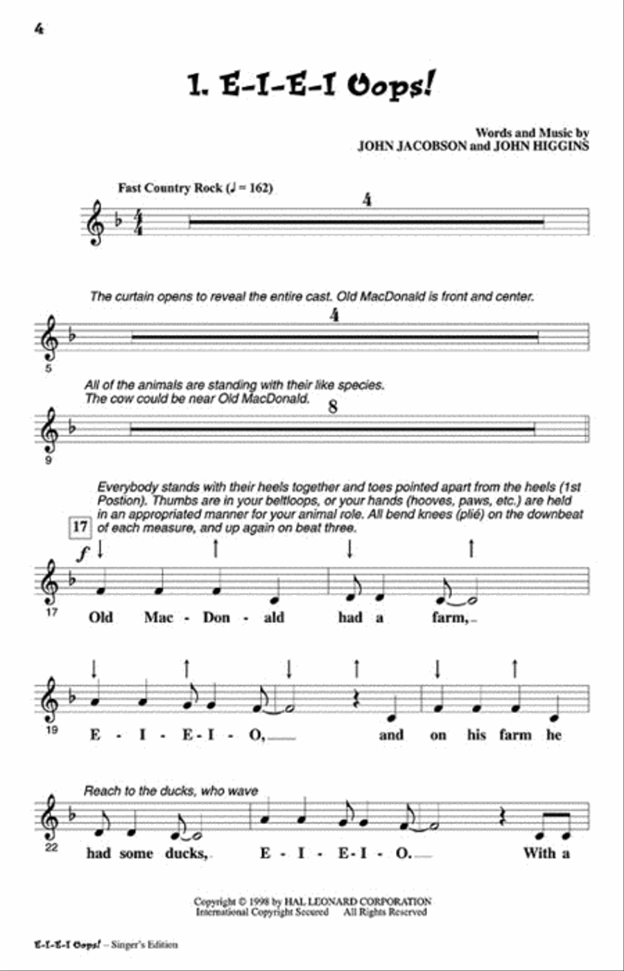 E-I-E-I Oops! (Musical) Choir scores gallery preview page 2