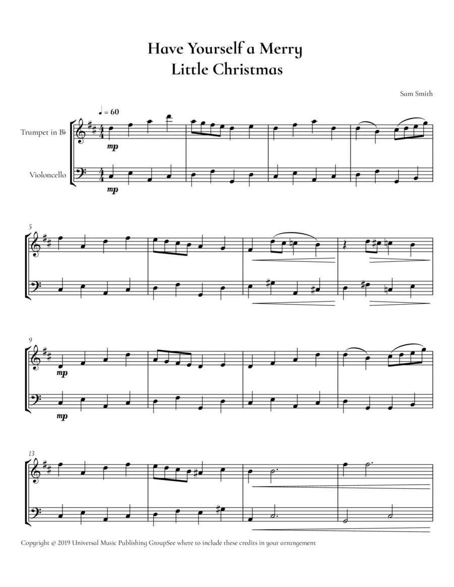 Have Yourself A Merry Little Christmas Score and Parts scores gallery preview page 1