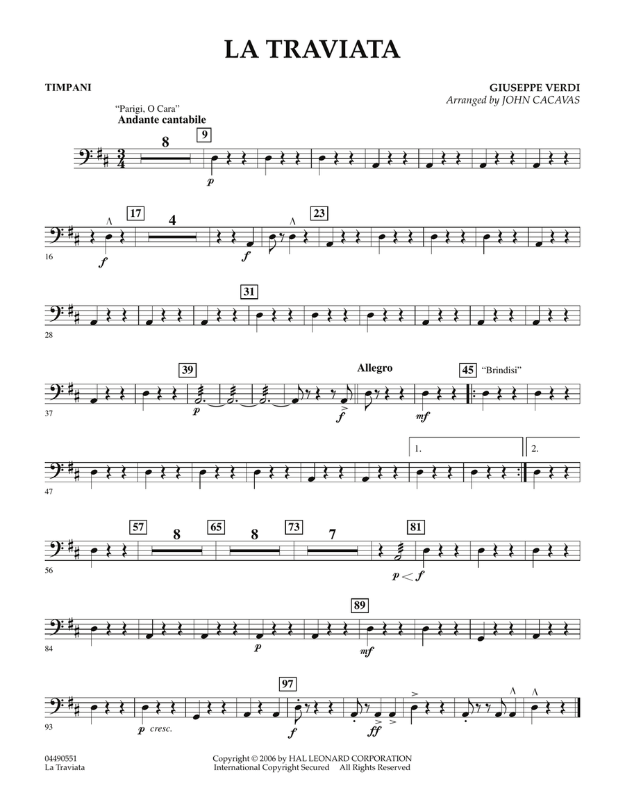 La Traviata - Timpani La Traviata - Timpani Orchestra scores gallery preview page 1