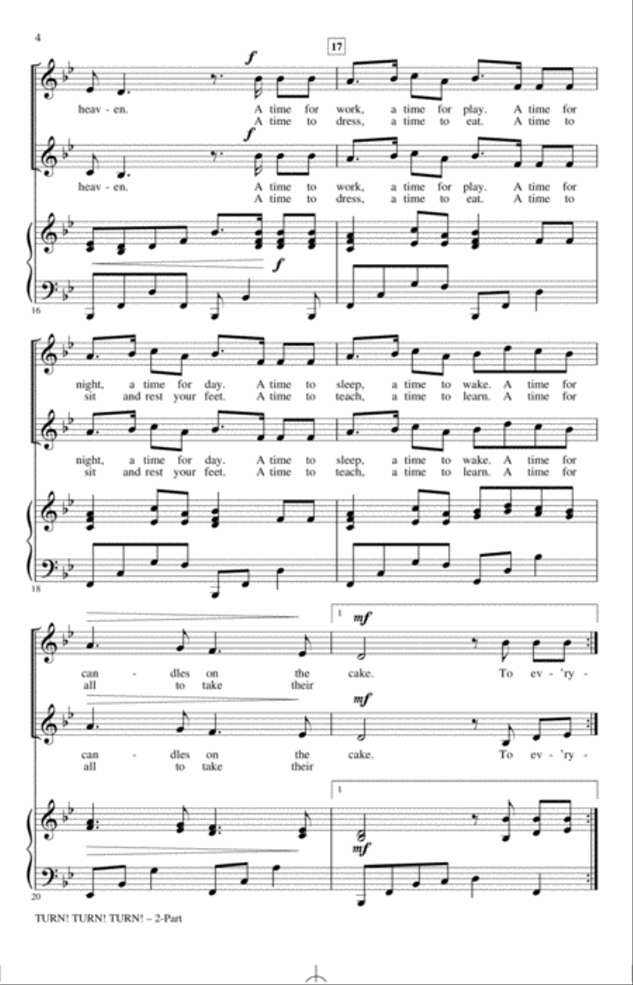 Turn! Turn! Turn! (To Everything There Is A Season) (arr. Cristi Cary Miller) 2-Part scores gallery preview page 3