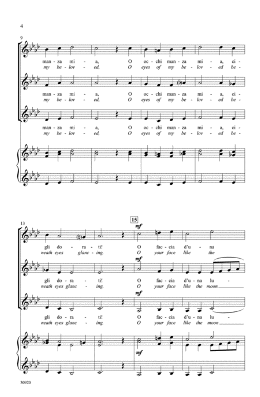 O Occhi Manza Mia (O Eyes of My Beloved) SSA scores gallery preview page 3