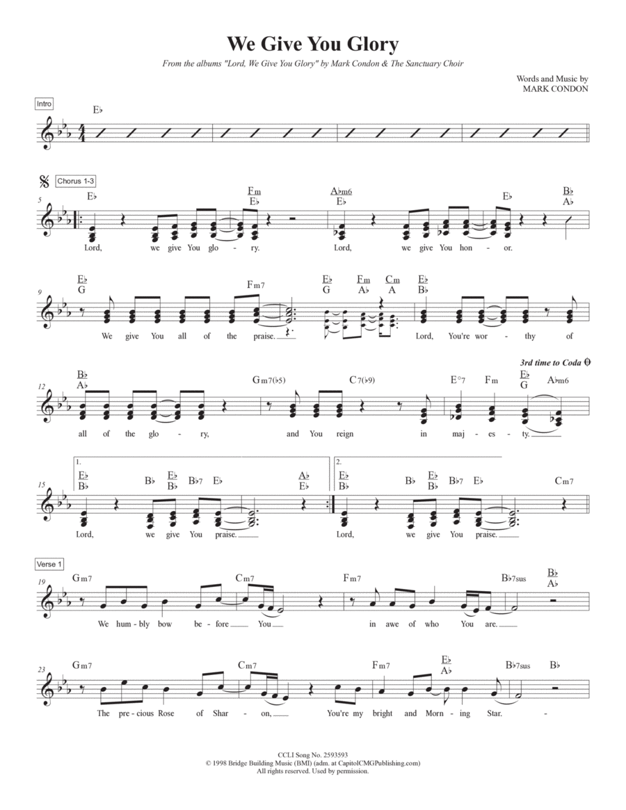 Lord, We Give You Glory Piano scores gallery preview page 1