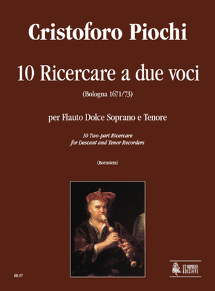 Book cover for 10 two-part Ricercares (Bologna 1671/73) for Descant and Tenor Recorders