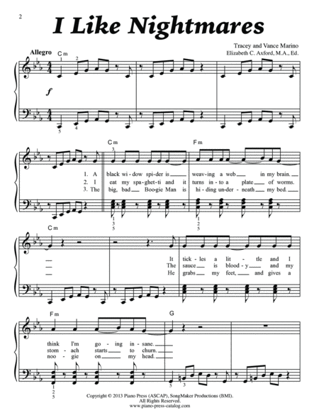 I Like Nightmares Piano Method - Digital Sheet Music