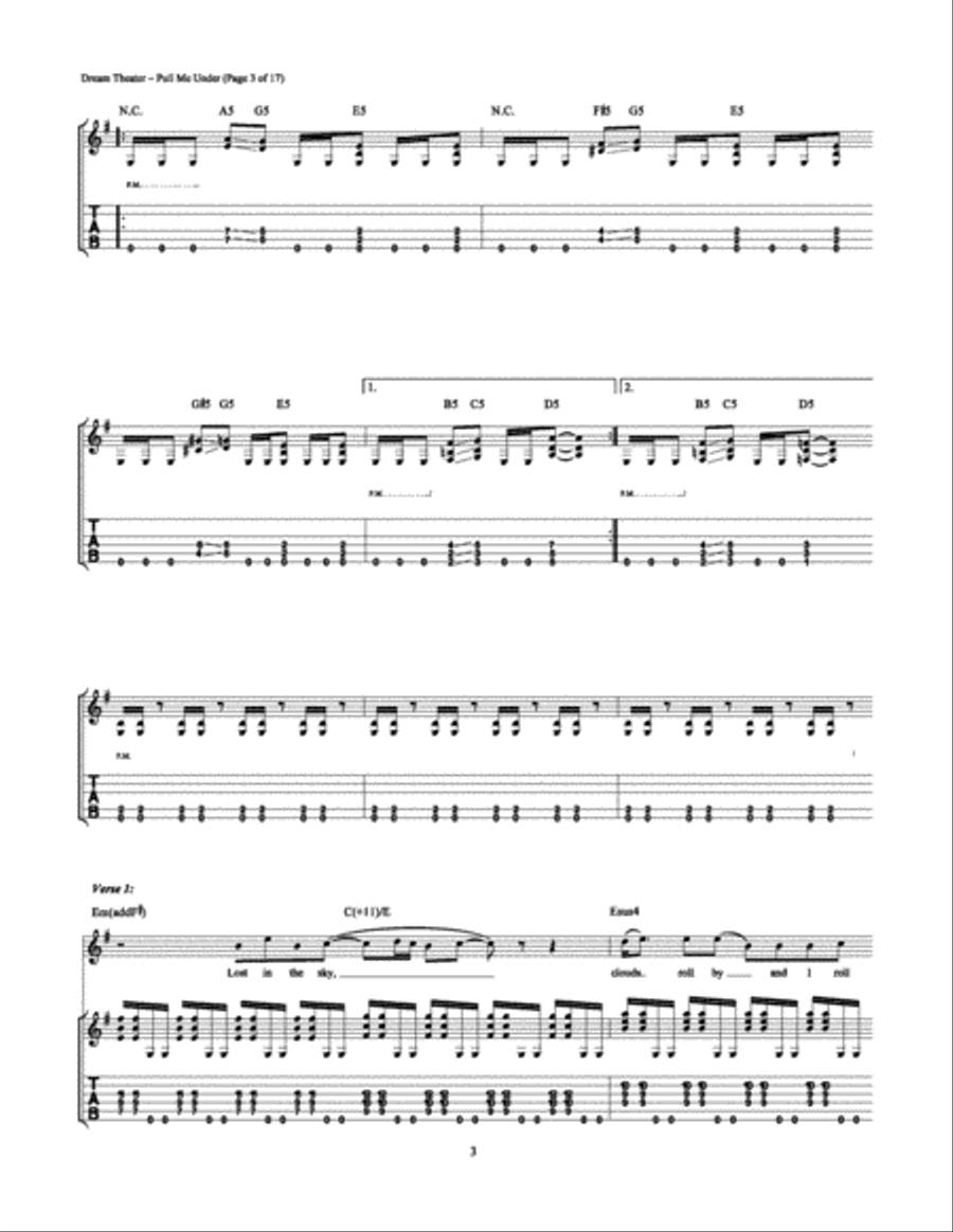 Pull Me Under Electric Guitar scores gallery preview page 3