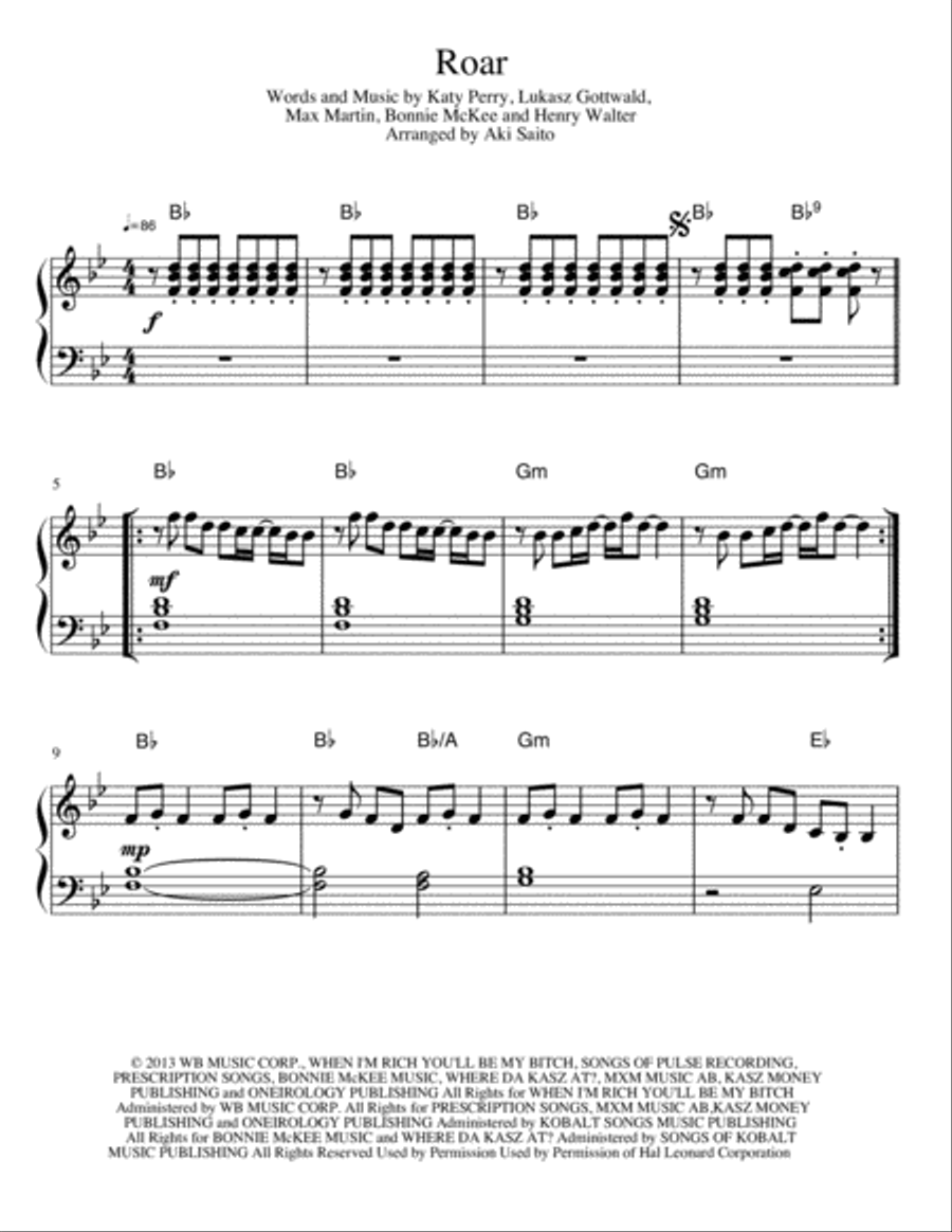 Roar Roar Easy Piano scores gallery preview page 2