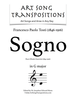 Book cover for TOSTI: Sogno (transposed to G major)