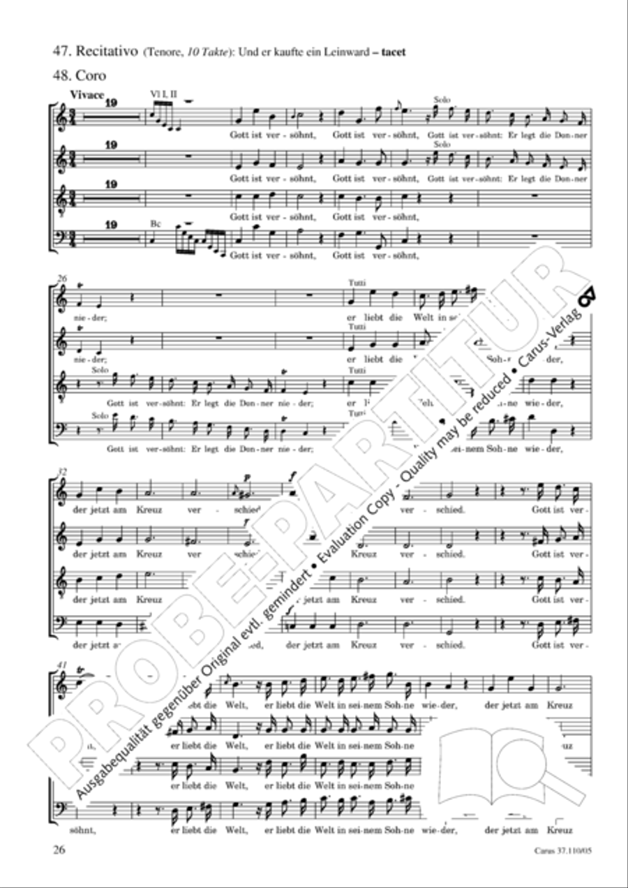 Markuspassion. Werkausgabe Reihe 1, Bd. 7 (Homilius) 4-Part scores gallery preview page 27