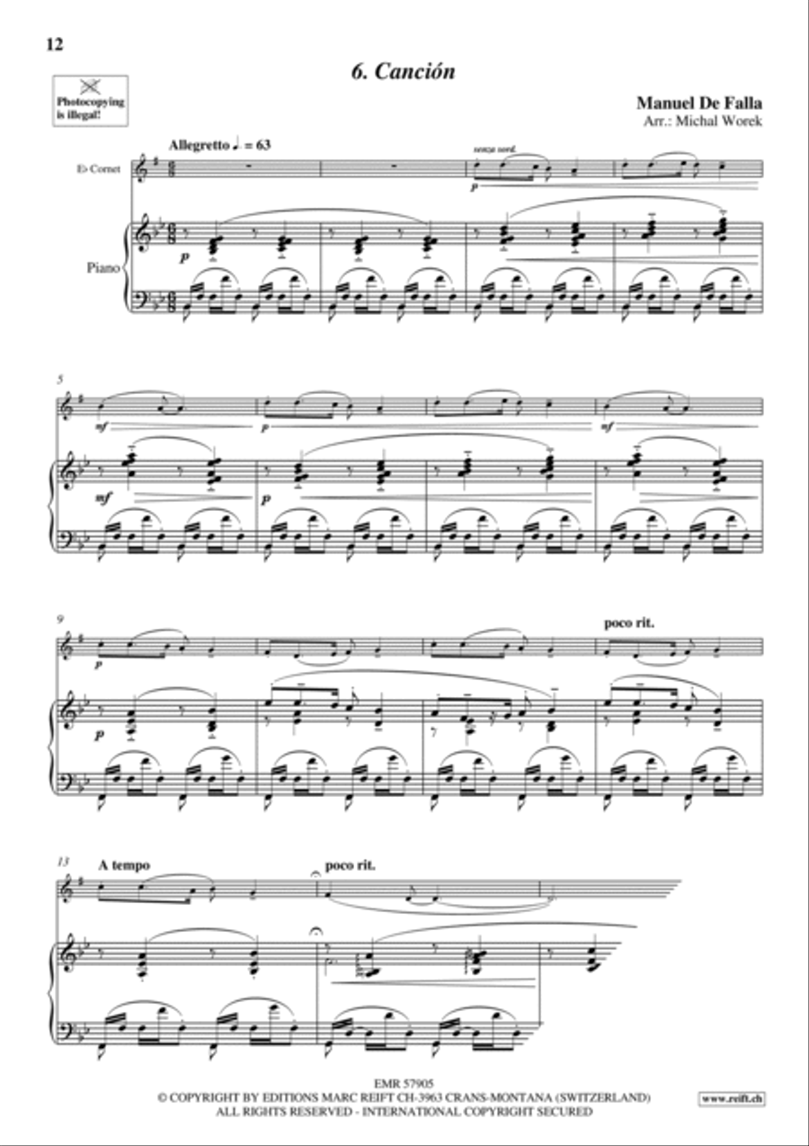 7 Popular Spanish Songs Cornet scores gallery preview page 9