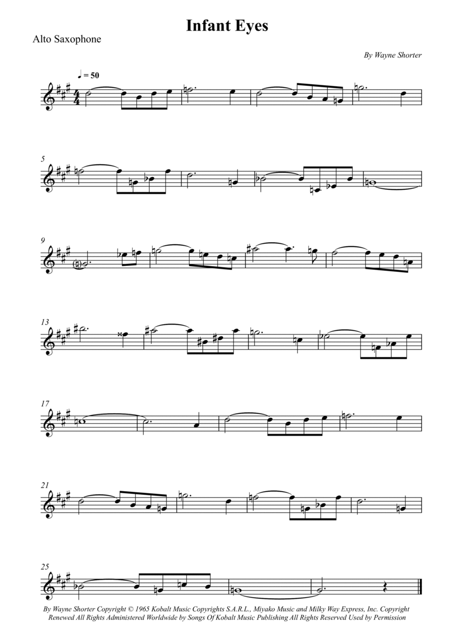 Infant Eyes Alto Saxophone scores gallery preview page 1