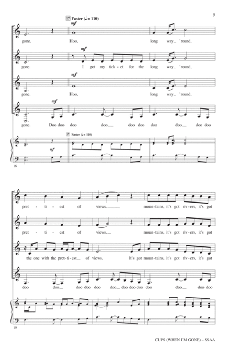 Cups (When I'm Gone) (Campfire Version) (from Pitch Perfect 2) (arr. Deke Sharon) SSA scores gallery preview page 4