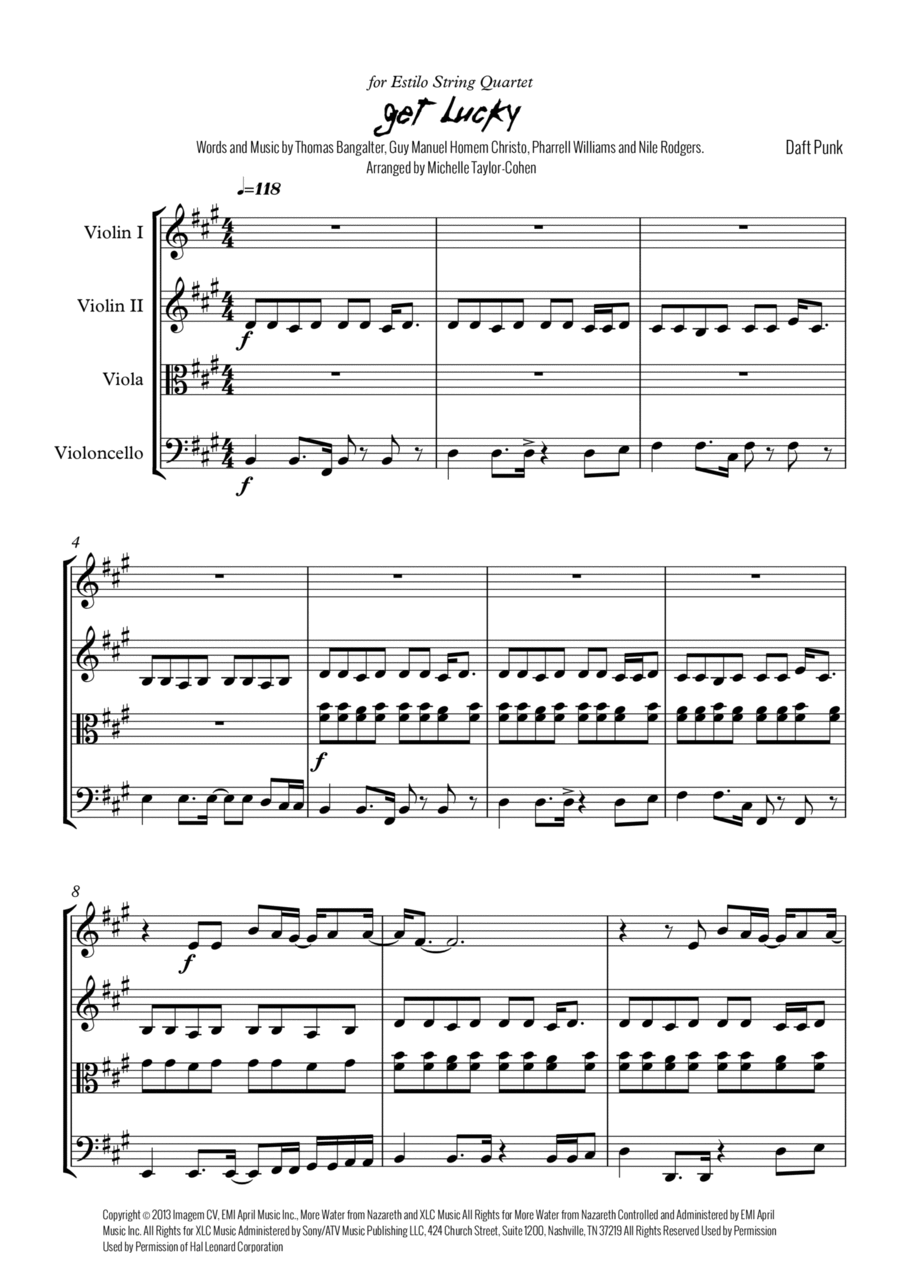 Get Lucky String Quartet scores gallery preview page 1