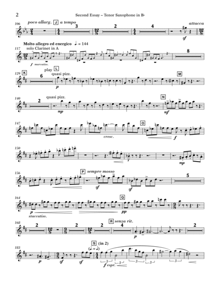 Second Essay - Bb Tenor Saxophone