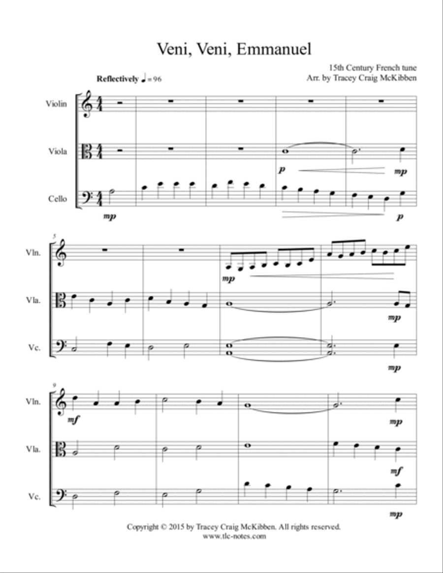 Veni, Veni, Emmanuel for String Trio String Trio scores gallery preview page 2