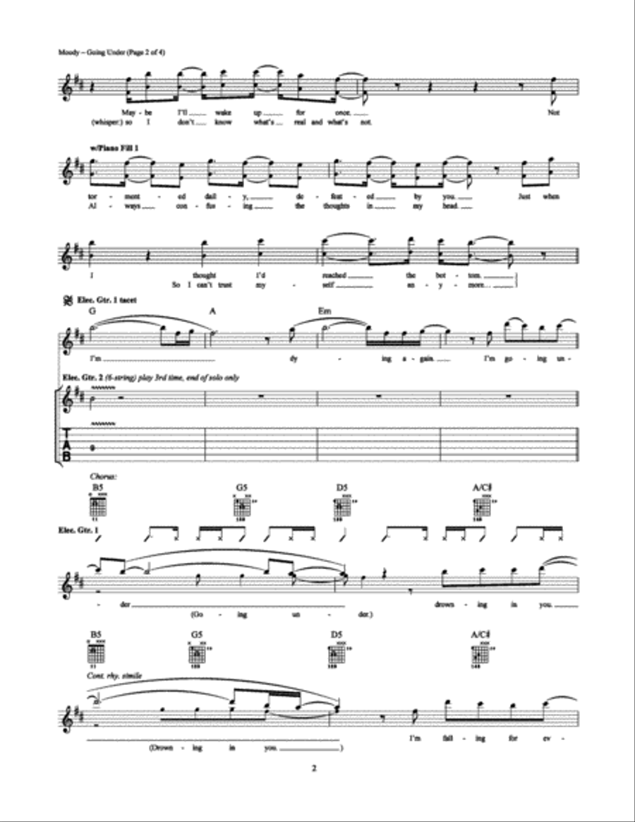 Going Under Going Under Electric Guitar scores gallery preview page 2