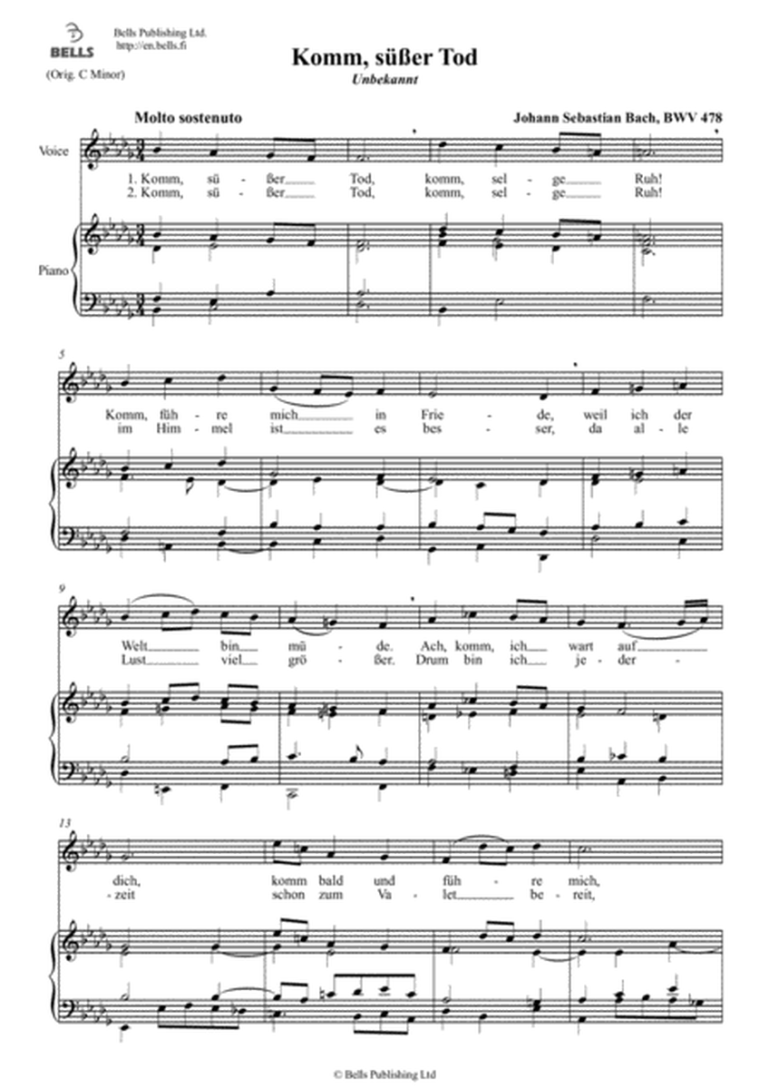 Komm susser Tod, BWV 478 (B-flat minor)